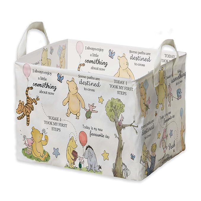 Winnie Storage Basket, The Pooh Nursery Baby Stuff, Winnie Nursery Storage Baske Storage Basket With A Waterproof PE Coating, Foldable Large Canvas Laundry Hamper Suitable For Bathroom and Bedroom by ZsaTuiy