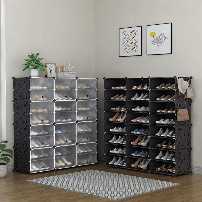 HOMIDEC Shoe Rack Organizer, 8 Tier Shoe Storage Cabinet 48 Pair Plastic Shoe Organizer Shelves for Closet Hallway Bedroom Entryway - Image 2