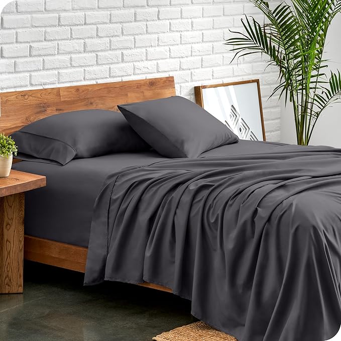 Bare Home Twin XL Sheet Set - 1800 Ultra-Soft Microfiber Twin Extra Long Bed Sheets - Double Brushed - Deep Pockets - Easy Fit - 3 Piece Set - Bedding Sheets & Pillowcases (Twin XL, Forged Iron Grey)