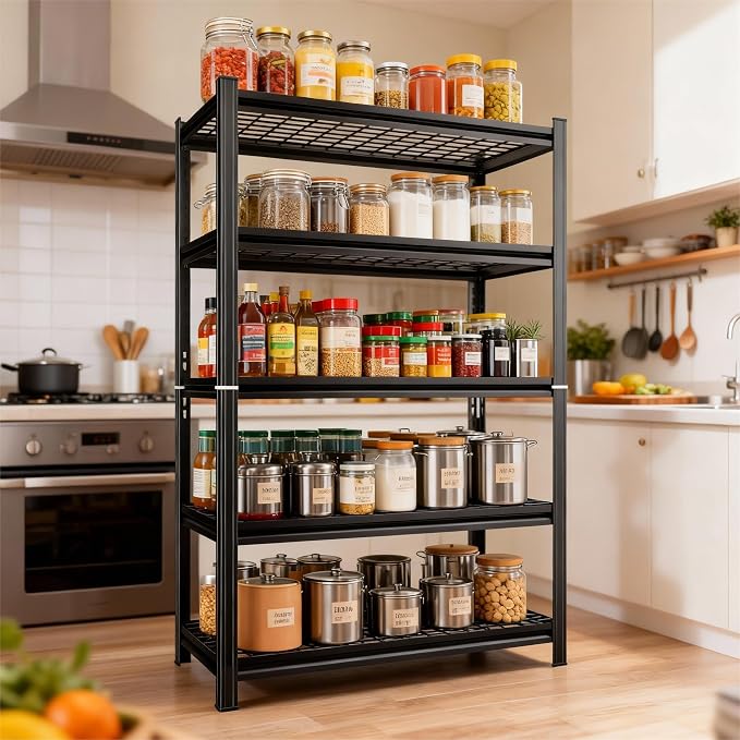 5-Tier Wire Garage Shelving, 72''H*36''W*16''D Metal Storage Shelf ，2-in-1 Adjustable 3020 lbs Heavy Duty Unit Shelves, Upgraded Reinforced Double-Layer Columns for Basement Kitchen Pantry Rack - Image 8