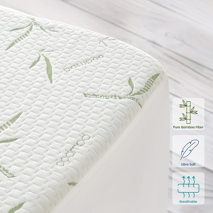 Hannah Linen Viscose derived from Bamboo Cooling Mattress Protector, 100% Waterproof - Soft and Breathable, 280 GSM Fitted Style Mattress Cover, 16 Inches Deep Pocket - Cal King, 84x72 - (12 Pack)
