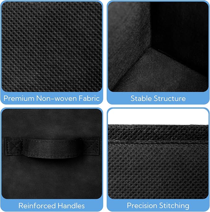 Cupic Cupid 11 Inch Storage Cube, Fabric Cube Storage Bin with Handles, Storage Cube Organizer for Clothes and Toys, Collapsible Cube Bins for Closet, Shelves, Nursery, 6-Pack, Black - Image 6