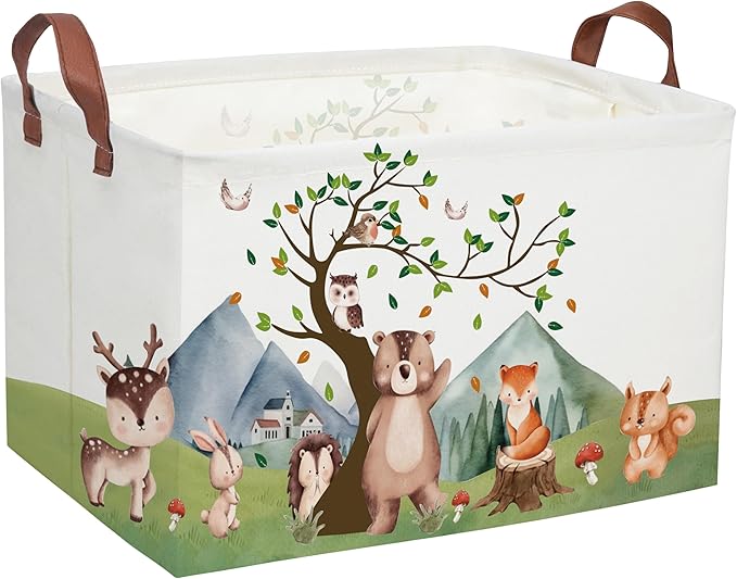 Kids Basket Animal Baskets Cute Storage Bins Rectangular Toy Storage Bin Organizer Book Box ,Animals Room Decor(Mountain animal) by DDBASKET