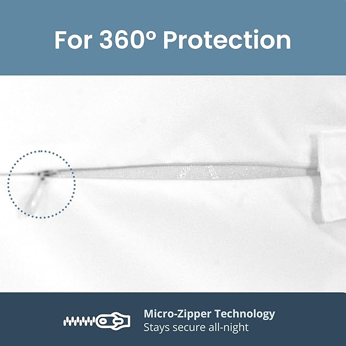 Full Size SafeRest Premium Waterproof Lab Certified Bed Bug Proof Zippered Mattress Encasement (Fits 9 - 12 in. H) - Designed For Complete Bed Bug, Dust Mite and Fluid Protection
