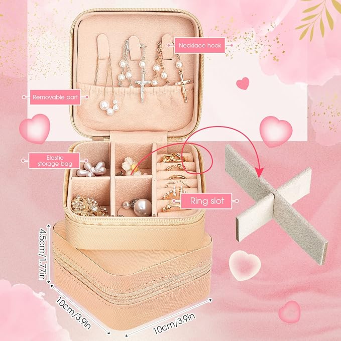 Taiyin Travel Jewelry Case, Bridesmaid Gifts Mini Jewelry Organizer, PU Leather Portable Earring Box for Women Girls - Image 2