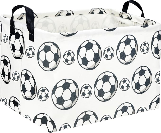 Rectangular Soccer Basket Kids Storage Bins Baby Boy Basket Kids Toy Storage Bin Organizer Box Boys Room Decor for Home(Soccer) by DDBASKET