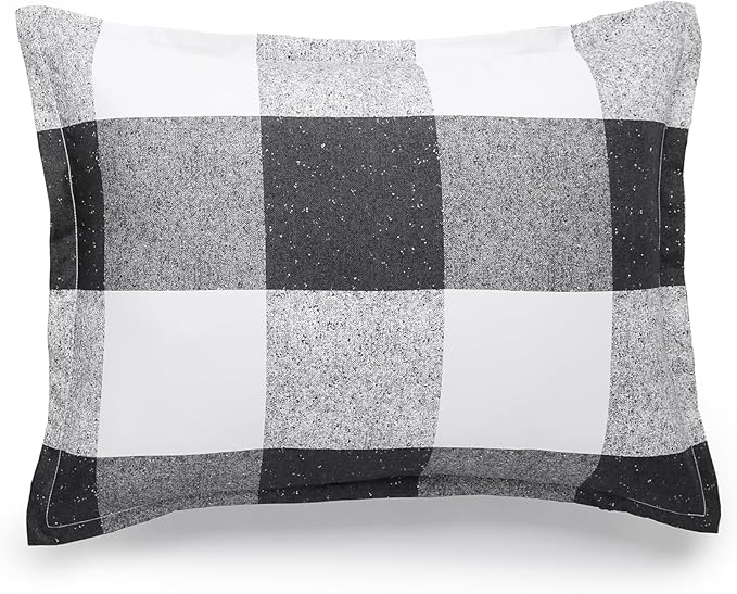 Amazon Basics Lightweight Microfiber Comforter Set, 3-Piece, Black/White Checkerboard, Full/Queen