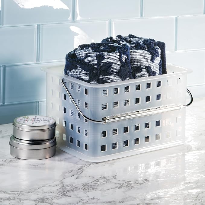 iDesign Small Shower Caddy with Handle, Portable Shower Organizer for Dorm or Bathroom, Clear Frost - Image 6