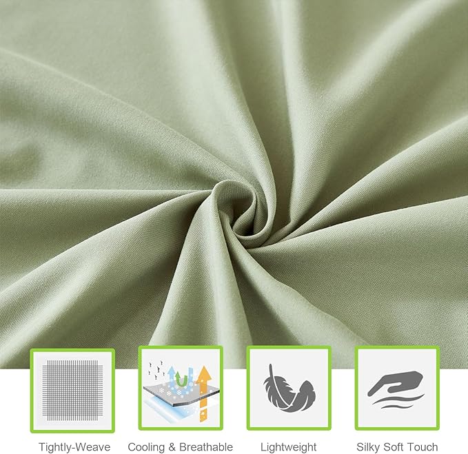 ILAVANDE Sage King Size Sheets Set 6 Piece,Super Soft 1800 Series Microfiber Bed Sheets King Set-Wrinkle & Fade Resistant-14“ Deep Pockets Sheets for King Size Bed(King,Sage Green)