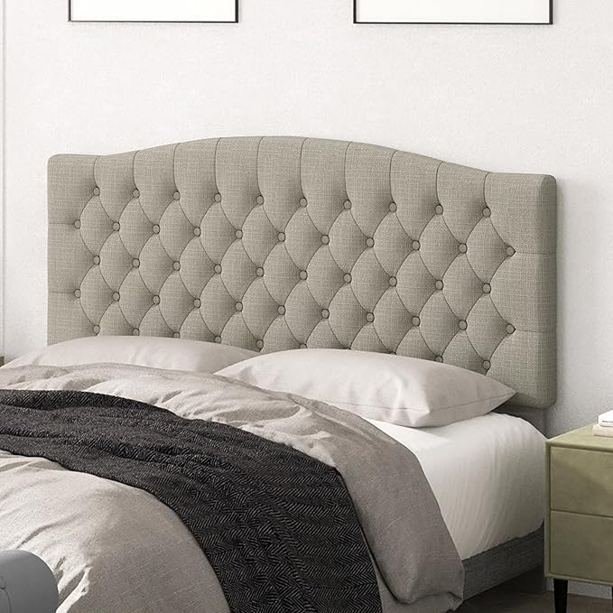 Befurtori Queen Headboard Only, Upholstered Headboard for Adjustable Bed Linen Tufted Queen/Full Size Wall Mounted Head Board Easy Assembly Comfort and Style, Linen