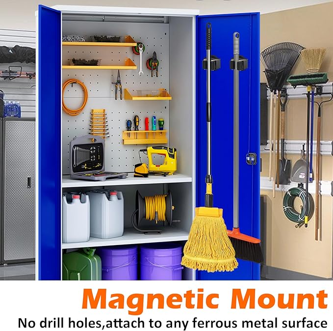 MUTUACTOR Magnetic Broom Holder,4PCS Anti-Slip Magnetic Mount Storage Broom Holders with Rubber Grippers,12lbs Heavy Duty Magnetic Tool Holder for Work Garage Laundry Kitchen RV Van Accessories - Image 2