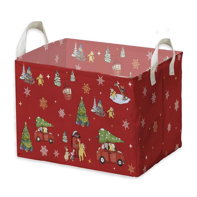 Winnie Theme Christmas Storage Basket,Hamper Winnie Baby Stuff Collapsible Storage Bin Laundry Hamper With A Waterproof PE Coating,Perfect Decoration for Baby Boy Girl Shower by ZsaTuiy