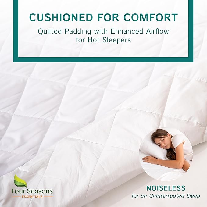 King Size Quilted Mattress Pad - Fitted Waterproof Mattress Protector, Pillow Top Mattress Topper, Premium Quality Hypoallergenic Mattress Cover