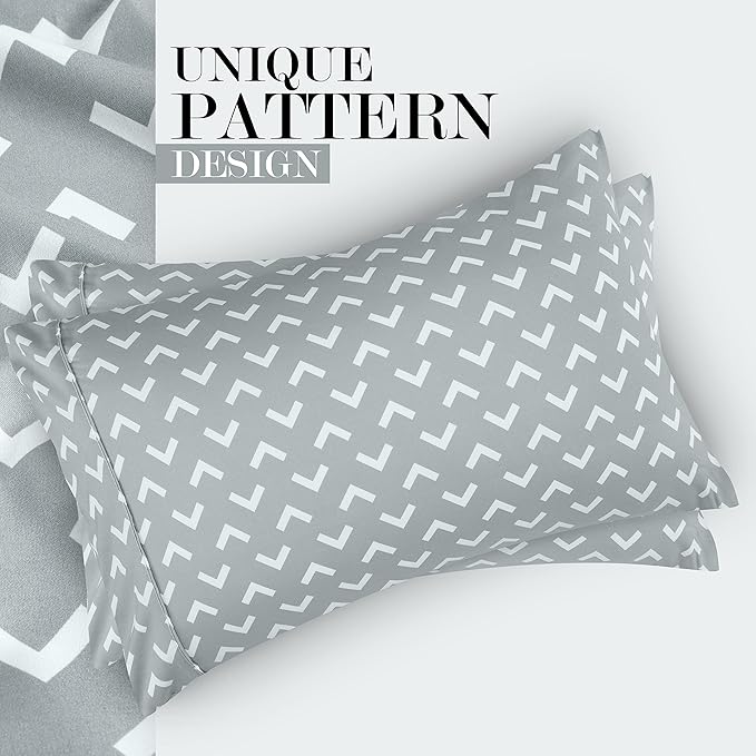 Utopia Bedding Queen Sheet Set, Soft Microfiber 4 Piece Bed Sheets with 15" Deep Pocket - Easy Care Brushed Microfiber (Arrows - White)