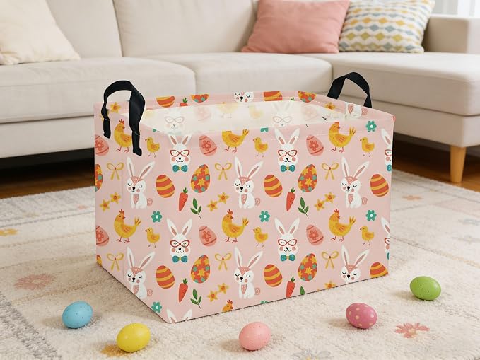 Rectangle Easter Baskets Kids Baskets Cute Storage Bin Organizer Box for Room Decor Gift Basket - Image 3