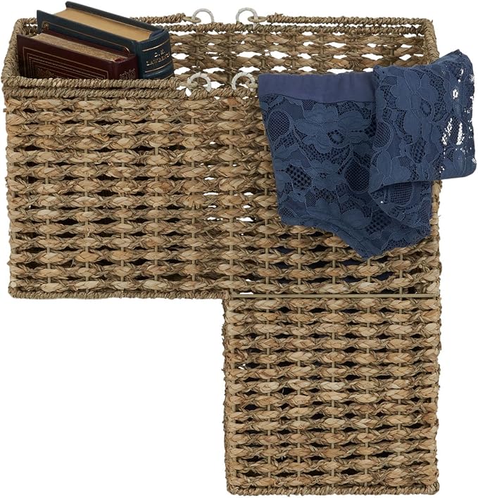 Household Essentials Wicker Stair Basket, Wicker Step Organizer with Handles, Use to Collect and Transport Items from Floor to Floor - Image 5