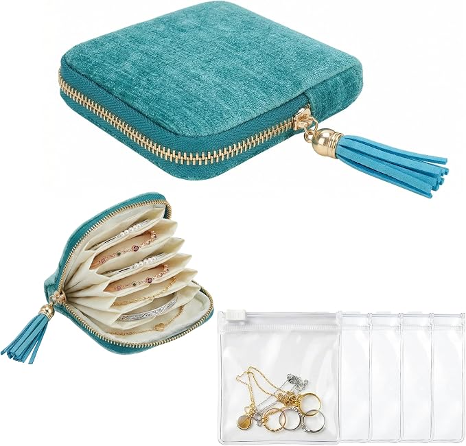 Small Jewelry Travel Organizer - 6 Layer Soft Jewelry Pouch for Bracelets, Necklaces & Rings, Pefect Gift for Mother's Day by Unknown