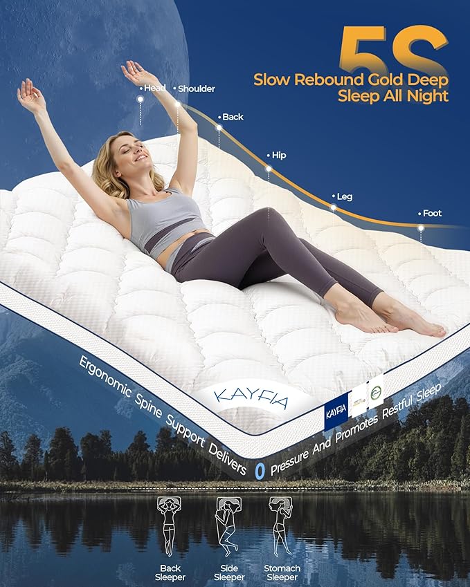 3 Inch King Mattress Topper, Extra Thick Memory Foam Mattress Pad for Back Pain Relief, Pillow Top Mattress Topper King with Breathable Air Mesh, Soft Fluffy Supportive Pressure-Relieving Bed Topper