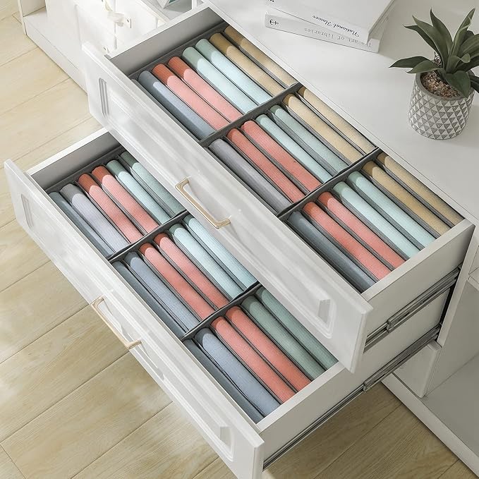 Qozary 4 Pack Drawer Organizers, 10 Grids Foldable Dresser Organizers for Clothing, Folded Clothes, T-shirt, Tank Tops, Camisoles, Underwear, Leggings, Baby Clothes - Image 7