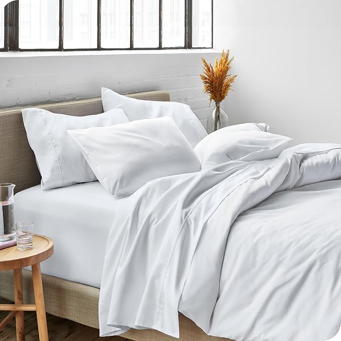 Bare Home Full Sheet Set - 1800 Ultra-Soft Microfiber Full Bed Sheets - Double Brushed - Deep Pockets - Easy Fit - 4 Piece Set - Bedding Sheets & Pillowcases (Full, White)
