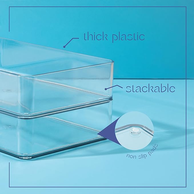 primebox Fifteen Pieces. Plastic Clear Drawer Organizers. Bathroom, Kitchen, Bedroom, Utensils, Office Organizer Bins, Storage Trays. Heavy Duty, Stackable 5 Sizes. - Image 5