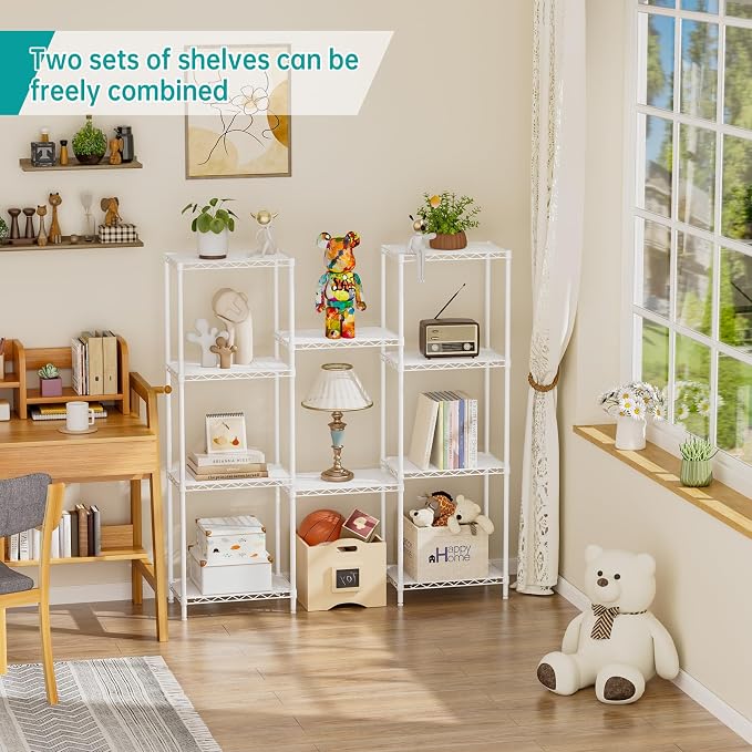 SINGAYE 5 Shelves Storage Shelf Wire Closet Bathroom Organizers Metal Pantry Kitchen Small Garage Shelving Unit Laundry Room Organization Home Corner Rack Estantes para Cocina White 10" Dx16 Wx55”H - Image 5