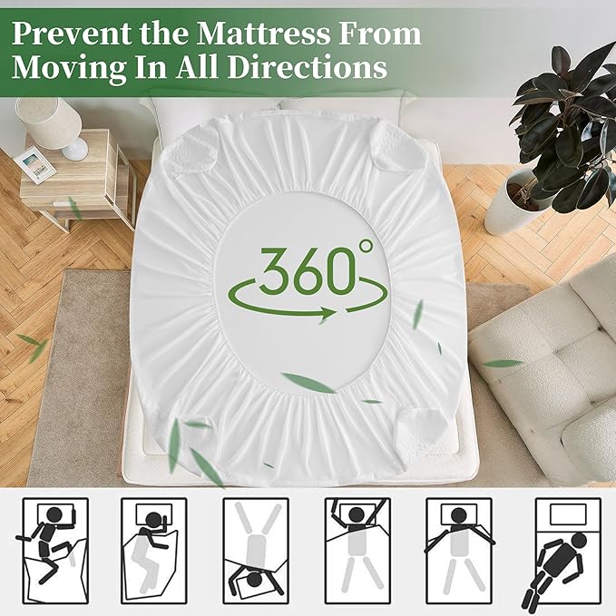 Premium King Size Mattress Protector,Waterproof HN Cooling Bed Mattress Cover,5D Breathable Noiseless Fitted 8"-21" Extra Deep Pocket Washable Anti Slip and Wear-Resistant(3-in-1,King)