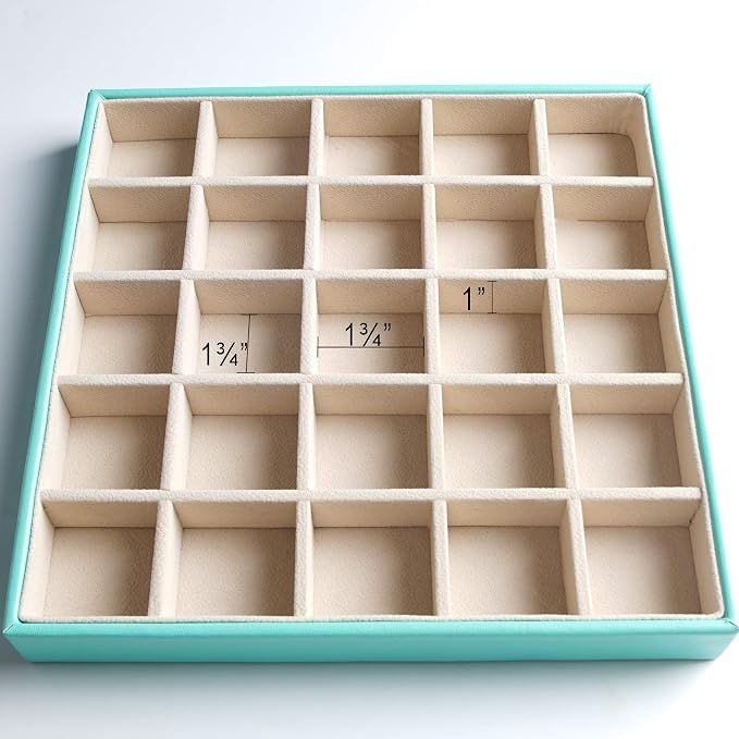 Frebeauty Earring Organizer Classic Jewelry Box 50 Slots Double Layer Jewelry Storage Case with 6 Necklace Hook and Bracelet Pocket(Turquoise) - Image 6