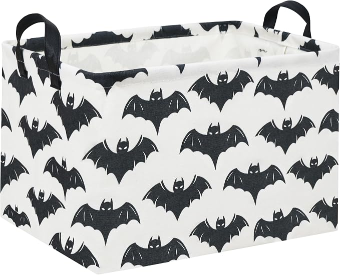 Batman Baskets for Kids Gift Basket Empty for Boys and Girls Rectangular Toy Storage Bins Organizer Bin Box Cute Bat Room Decor for Home(Black Bats) by DDBASKET