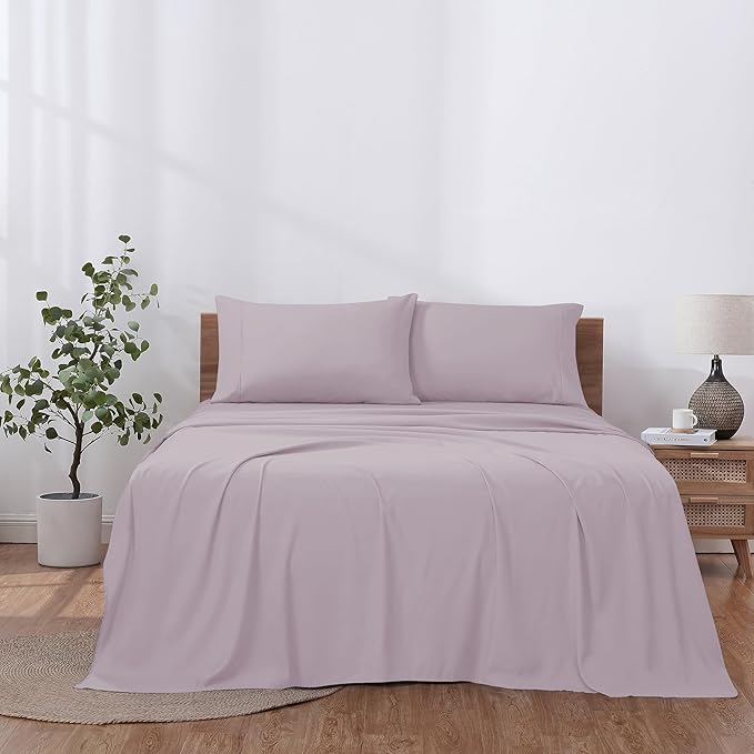 Modern Threads Soft Microfiber Solid Sheets - Luxurious Microfiber Bed Sheets - Includes Flat Sheet, Fitted Sheet with Deep Pockets, & Pillowcases Dusty Mauve Twin