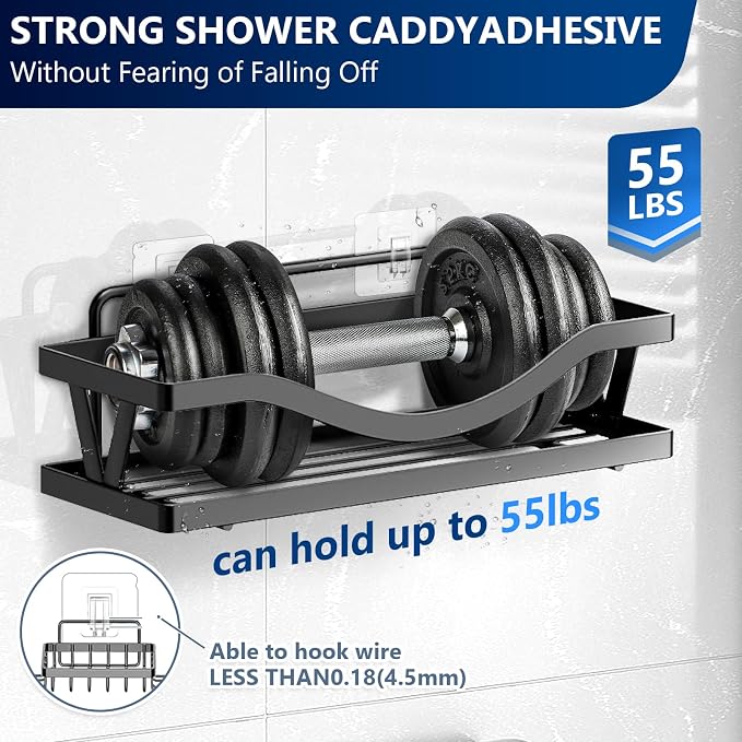 Shower Caddy Adhesive Replacement Hooks, Strong Waterproof Strips, No Drilling for Bathroom Shelves, Kitchen Racks, and Soap Holders (Transparent-14 Pack 1Hook) - Image 2