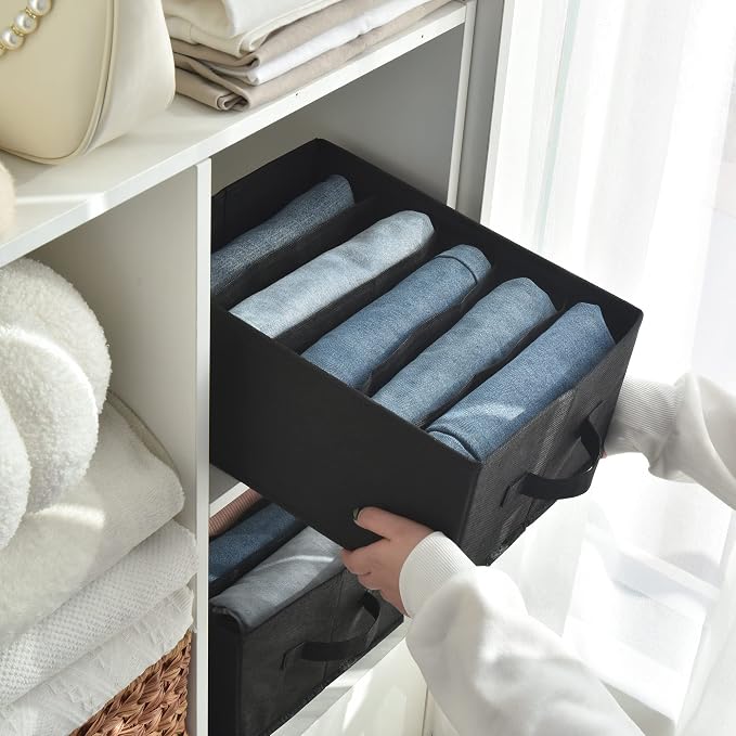 GRANNY SAYS 5-Grid Drawer Organizer: Storage Bins for T-Shirts, Pants, Sweaters & Scarves - Black Clothes Storage & Divider Sets (4-Pack) - Image 8