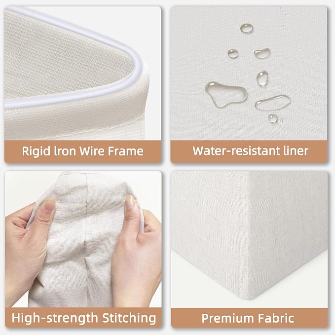 STORAGE MANIAC 3-Pack Large Laundry Hamper, 80L (21.1 Gal) Collapsible Laundry Basket with Bamboo Handles, Freestanding Waterproof Clothes Hamper for Laundry Room, Bedroom, Dorm, Towels, Toys, Beige - Image 4