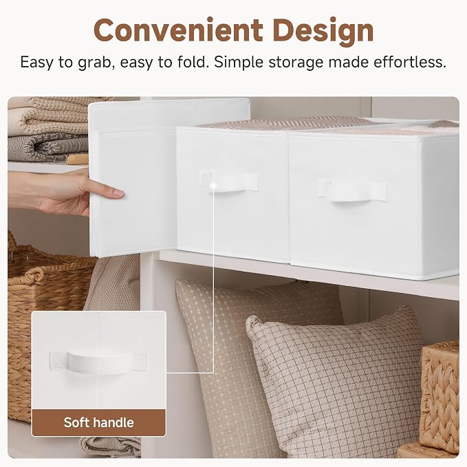 StorageWorks Collapsible Shelf Baskets, Storage Bins for Clothes, Closet Organization and Storage, White, 3-Pack, Large - Image 5