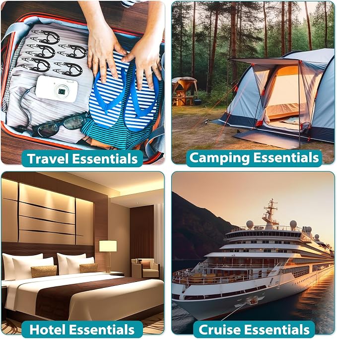 30 Pcs Travel Hangers Portable Foldable Travel Hanger Organizer, Plastic Cruise Essentials Clothes Drying Rack Folding Hangers for Camping Flying RV Europe Vacation Essentials Suitcase, Pitch Black - Image 5