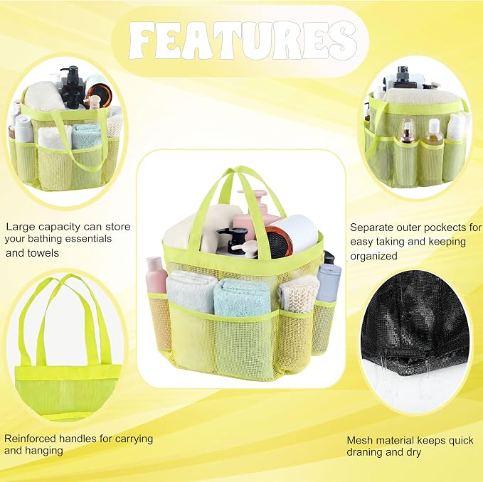 Attmu Mesh Shower Caddy Portable, Quick Dry Hanging Shower Tote Bag for College Dorm Room Essentials, Large Capacity Caddy Dorm for Bathroom Gym Swimming - Image 6