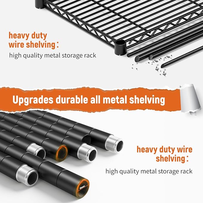REIBII Storage Shelves 45.3''W Wire Shelving Unit 4 Tier Metal Shelves for Storage Rack Metal Shelving for Pantry Shelves Kitchen Steel Shelving, 45.3''W*63''H*17.7" D - Image 8