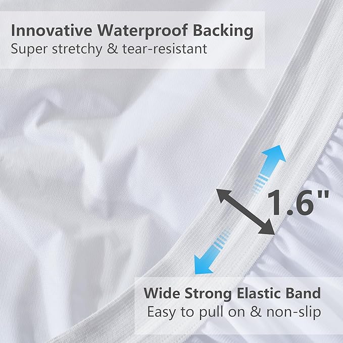 Twin Size Mattress Pad Waterproof, Pillow Top Cooling Twin Mattress Topper for Single Bed, Pee Proof Mattress Protector Cover Quilted Fitted with 8-21" Deep Pocket (39x75 inch, White)