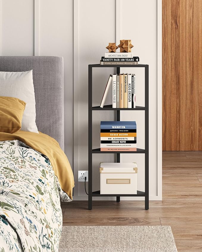 TUTOTAK Corner Shelf, 4-Tier Corner Bookshelf for Small Space, Narrow Display Corner Shelf Stand with Storage Rack, for Living Room, Bedroom, Black BS05BK004L - Image 6