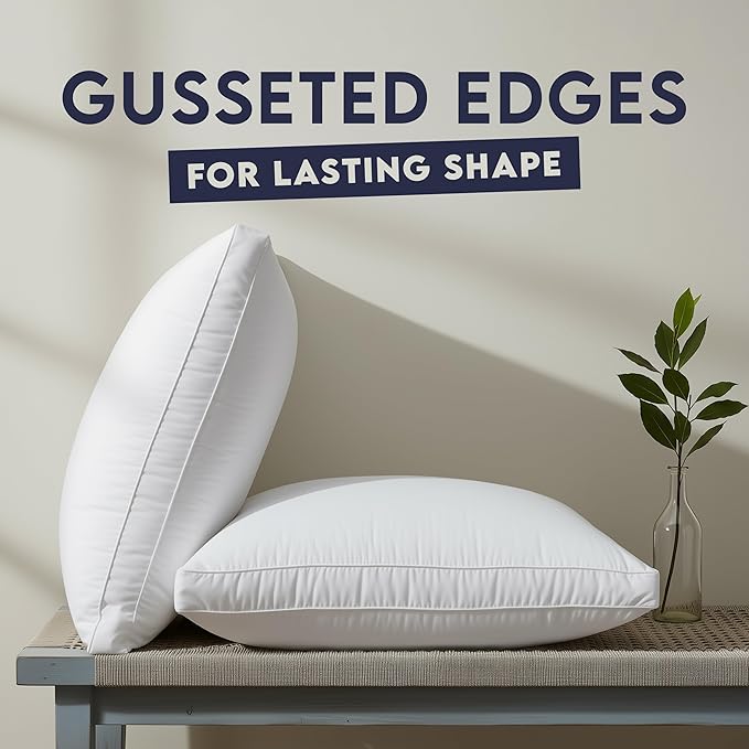 Utopia Bedding Bed Pillows for Sleeping Queen Size (White), Set of 2, Soft & Fluffy Pillow with Down Alternative Filling, Cooling, Hotel Quality, Gusseted Pillow for Back, Stomach or Side Sleepers
