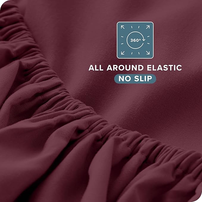 Bare Home Queen Sheet Set - 1800 Ultra-Soft Microfiber Queen Bed Sheets - Double Brushed - Deep Pockets - Easy Fit - 4 Piece Set - Bedding Sheets & Pillowcases (Queen, Burgundy)