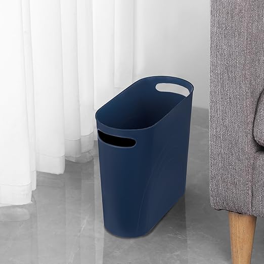 rejomiik Small Trash Can, 3.5 Gallon Slim Garbage Can Plastic Waste Basket with Handles Container Bin for Narrow Spaces Bathroom, Bedroom, Kitchen, Office at Home, 2 Pack Navy - Image 5