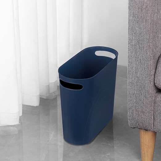 rejomiik Small Trash Can, 3.5 Gallon Slim Garbage Can Plastic Waste Basket with Handles Container Bin for Narrow Spaces Bathroom, Bedroom, Kitchen, Office at Home, Navy - Image 4
