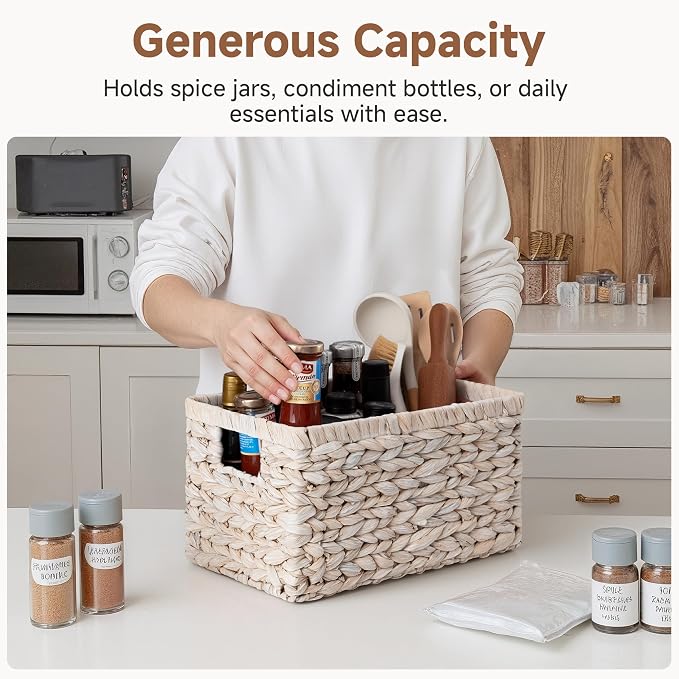 StorageWorks Pantry Baskets, Wicker Storage Baskets for Organizing, Pantry Organizers and Storage, Water Hyacinth, Natural - Image 4