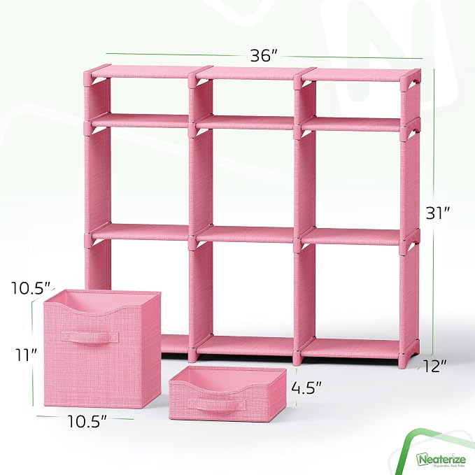 Cube Storage Organizer with Storage Bins Included - The Perfect Closet Organizers and Storage Solution. Includes 9 Storage Cubes, Great For Toy Storage, Closet Storage, Clothes Storage (Pink) - Image 2