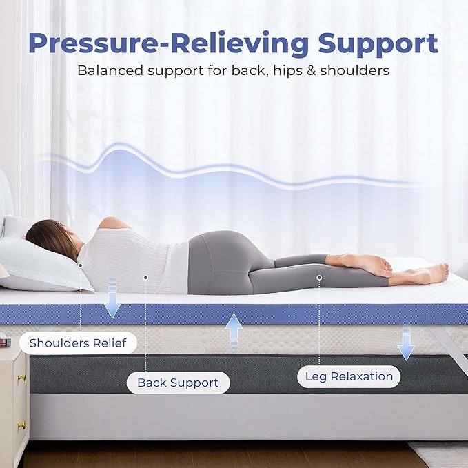 BDEUS 3 Inch Gel Memory Foam Mattress Topper Twin Size, Cooling Mattress Topper for Back Pain Relief, Non-Slip Design with Removable & Washable Soft Bamboo Cover.