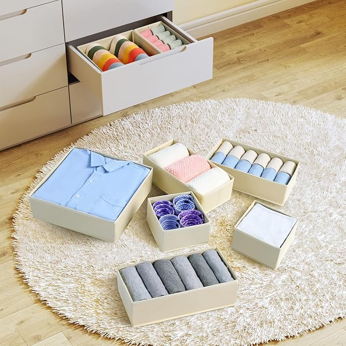 DIMJ Drawer Organizer Clothes, 24 Pack Dresser Organizer, Foldable Closet Organizers and Storage, Fabric Dresser Drawer Organizers, Drawer Dividers for Nursery, Baby Clothes, Underwears, Sock - Image 6