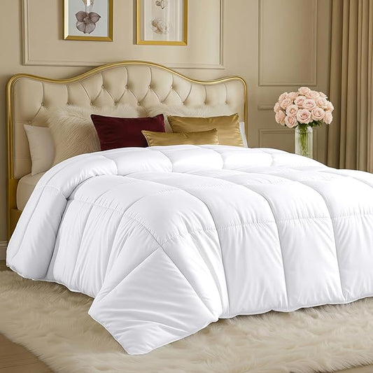 Utopia Bedding Comforters Full Size, All Season Duvet Insert, Down Alternative Box Stitched Bed Comforter with Corner Tabs, Machine Washable (White, Pack of 4)
