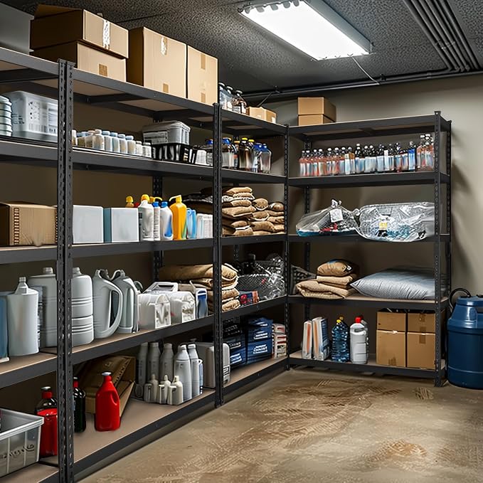 WORKPRO 5-Tier Steel Shelving Unit-Black, 35-3/10”W x 17-1/2”D x 72”H, Adjustable Storage Rack, Heavy Duty Shelf with MDF Board, 1650 lbs Load Capacity (Total) for Garage, Basement, Warehouse, Kitchen - Image 9