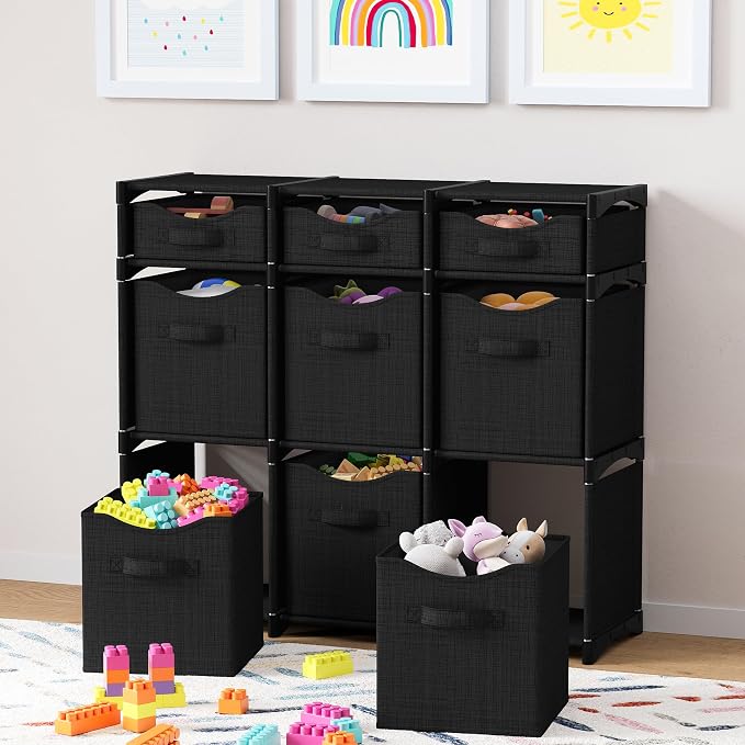 Cube Storage Organizer with Storage Bins Included - The Perfect Closet Organizers and Storage Solution. Includes 9 Storage Cubes, Great For Toy Storage, Closet Storage, Clothes Storage (Black) - Image 3
